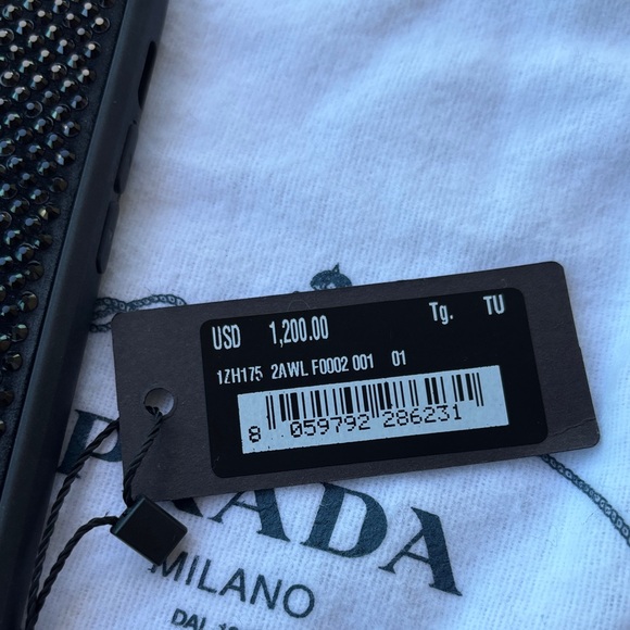 Brand New Prada Black Crystal Phone Case with Silver Chain Crossbody - Picture 10 of 10
